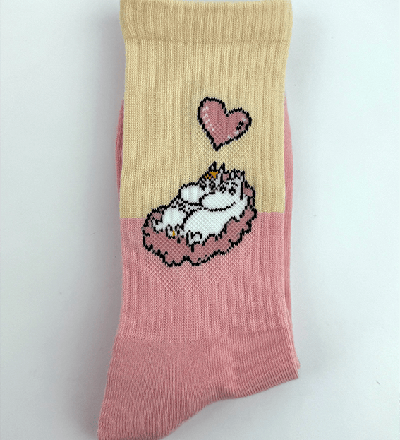 Moomin Socks Moomin Love Pink/Off White Tennis Crew Socks