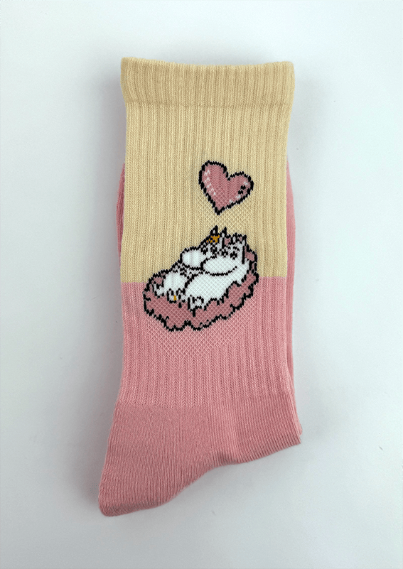 Moomin Socks Moomin Love Pink/Off White Tennis Crew Socks