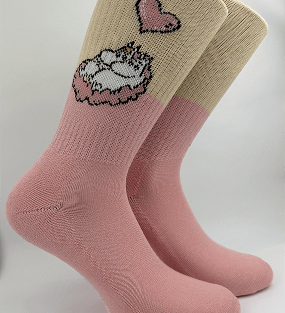 Moomin Socks Moomin Love Pink/Off White Tennis Crew Socks