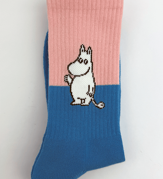 Moomin Socks Moomin Troll Ocean Blue/Pink Tennis Crew Socks