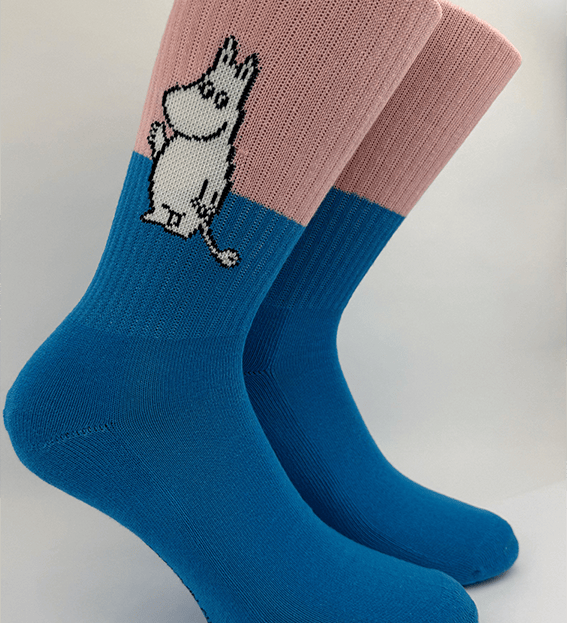 Moomin Socks Moomin Troll Ocean Blue/Pink Tennis Crew Socks