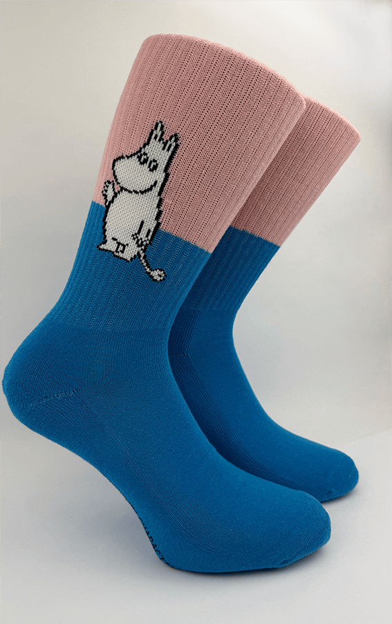 Moomin Socks Moomin Troll Ocean Blue/Pink Tennis Crew Socks