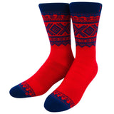 NVRLND Socks Marius Red Navy 75 Wool Crew