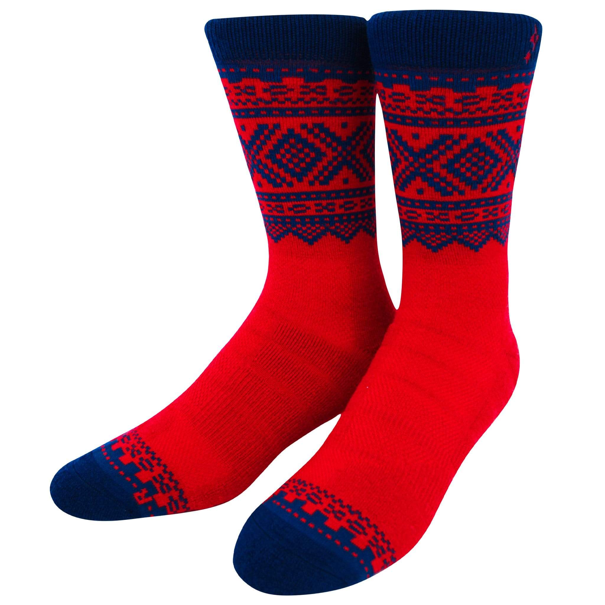 NVRLND Socks Marius Red Navy 75 Wool Crew