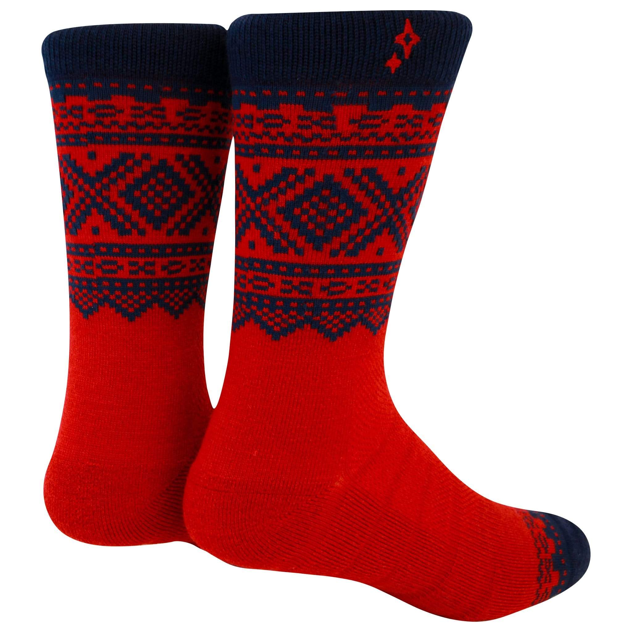 NVRLND Socks Marius Red Navy 75 Wool Crew